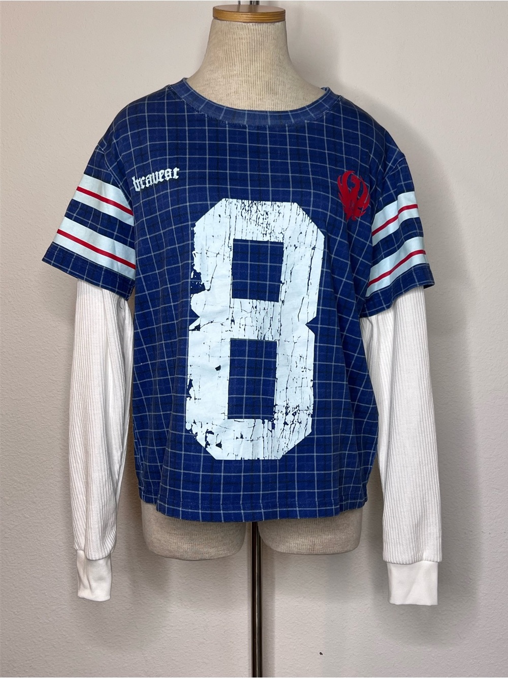 Bravest Studios Blue Plaid Thermal Tee